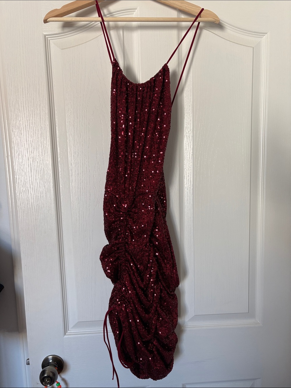 Fashion Nova Burgundy Sequin Midi Dress